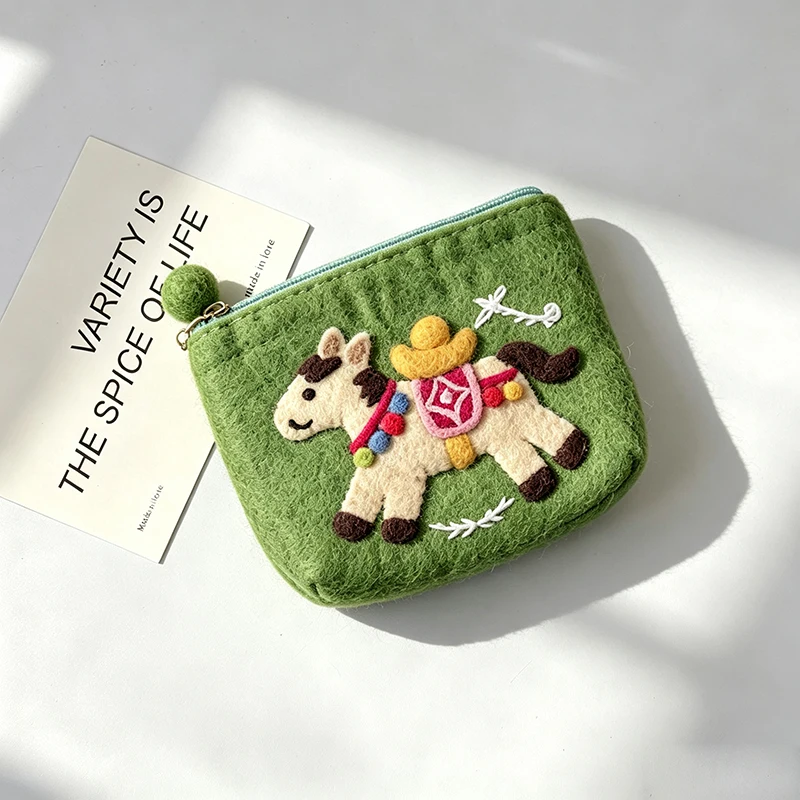 Handgefertigter Wollfilz-Münzbeutel, 3D-Cartoon-Tier-Geldbörse, Damen-Kartenhalter, Niedlicher Mini-Aufbewahrungsbeutel, Entzückende Weihnachtsgeschenke – Detail 10