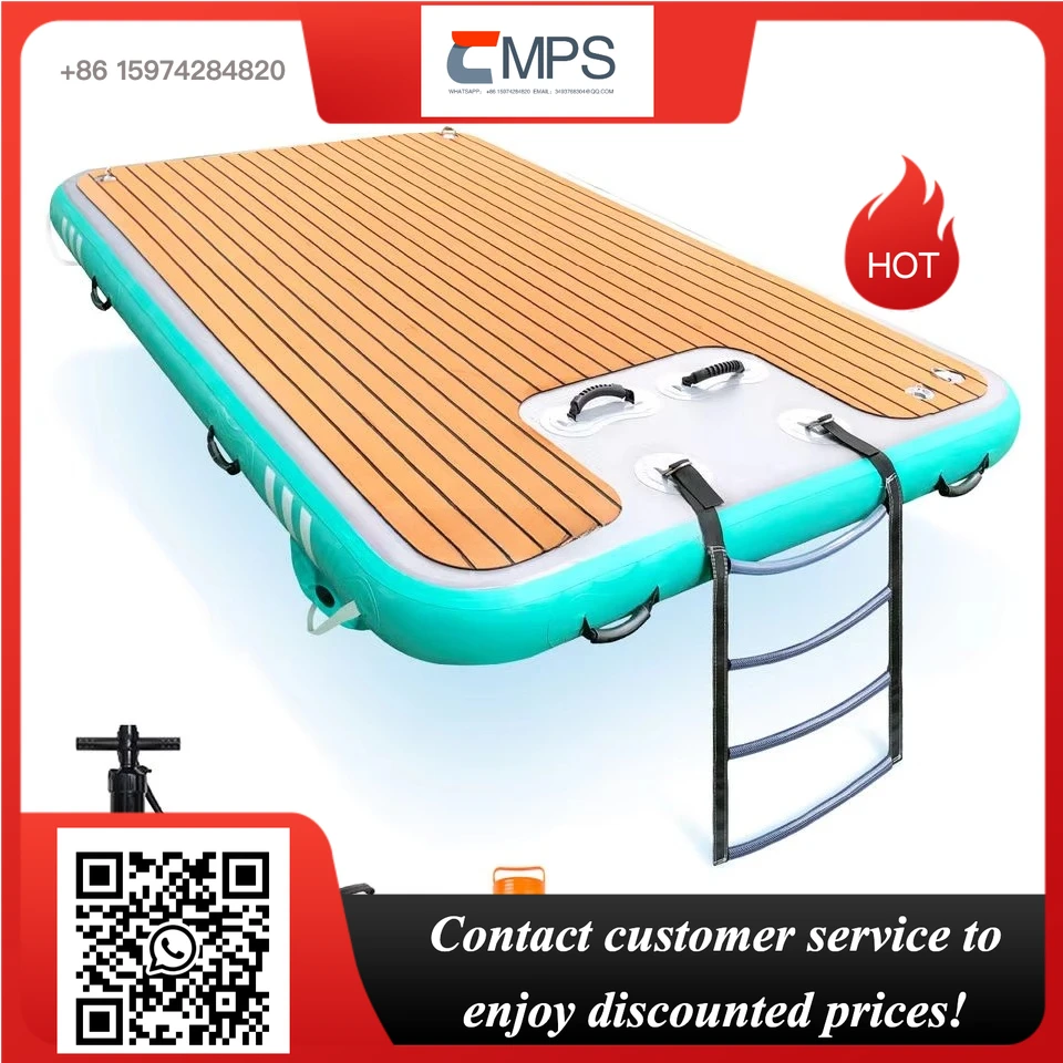 Outdoor Swim Island Floating Raft Water Jet Ski Dock Water Mat Floats  Inflatable Floating Dock Platform With Ladder