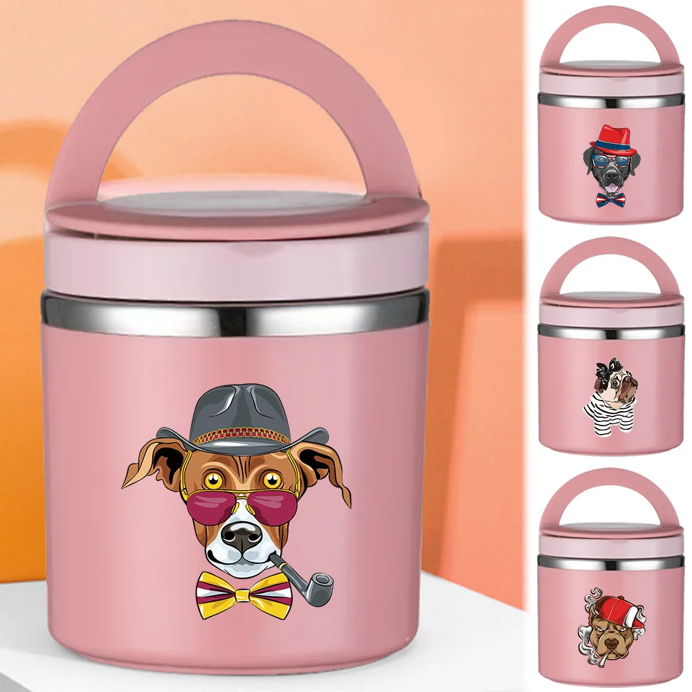 

New Thermal Jar Insulated Soup Cup Portable Children Students Office Bento Box Single Layer Dog Pattern Picnic Storage Lunch Box