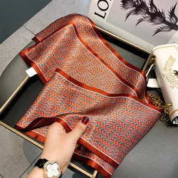 Fashion Design 100% Real Silk Skinny Scarves Handle Bag Ribbons Foulard Tie Hair Band Neckerchief Print Headbands For Women