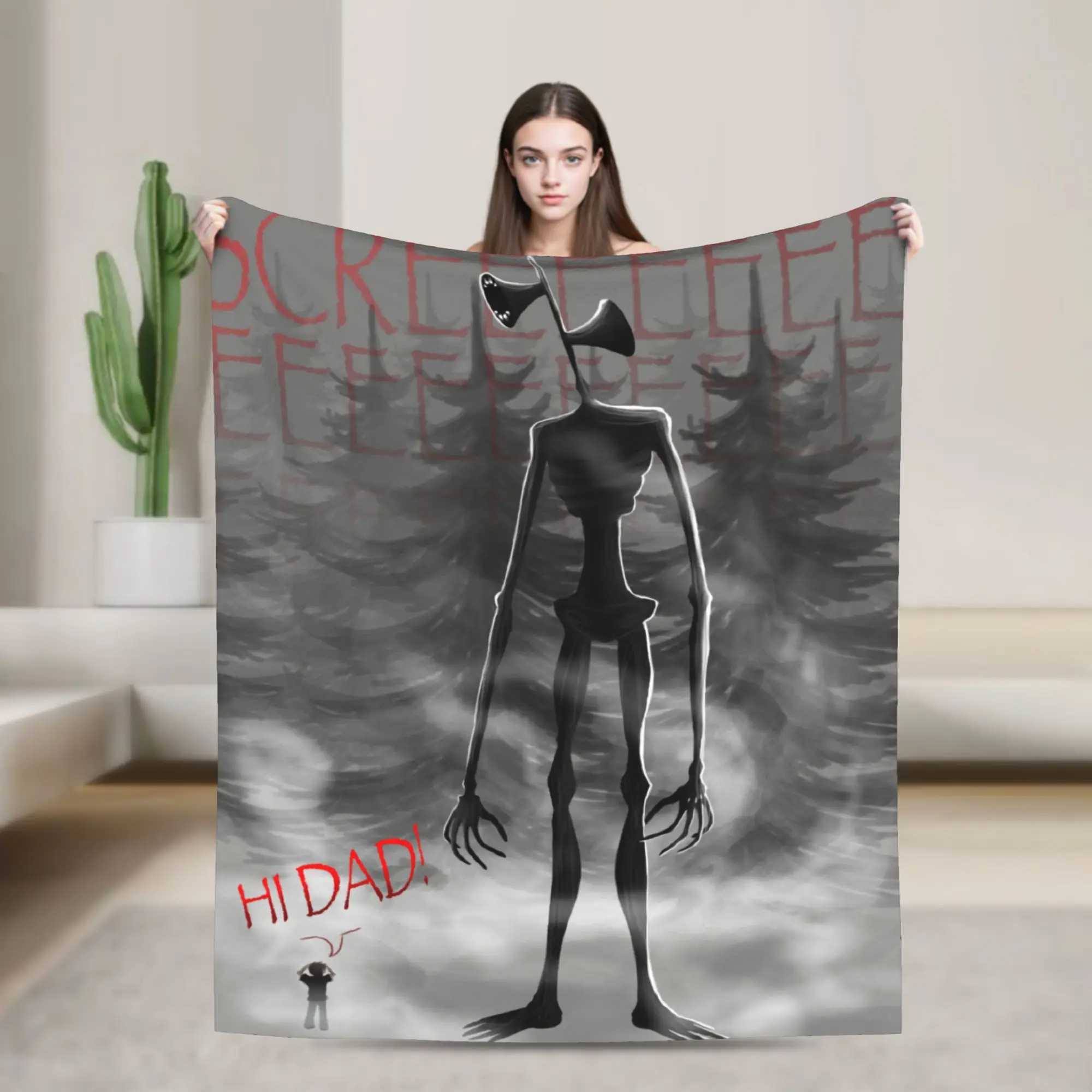 Siren Head In Dark Forest Blanket Soft Flannel Comfort Present  Throw Blankets Plush Thin Quilt