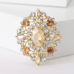 Rhinestone Oval Brooches for Women Unisex Crystal Glass Pins Banquet Party Backpack Gifts Jewelry Accessories