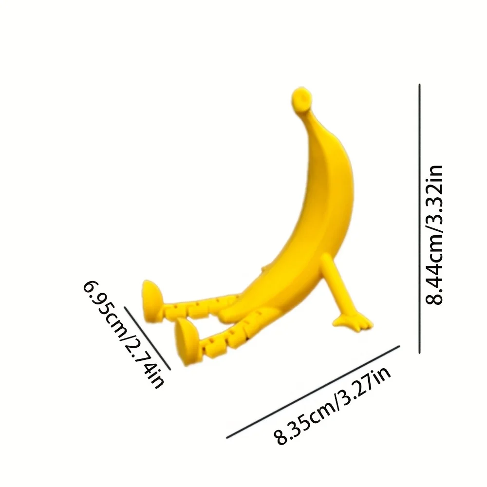 3D Printed Banana Decor - Vibrant Yellow Artistic Desktop Decoration, Whimsical Irregular Shape, Durable Polyester Material, No