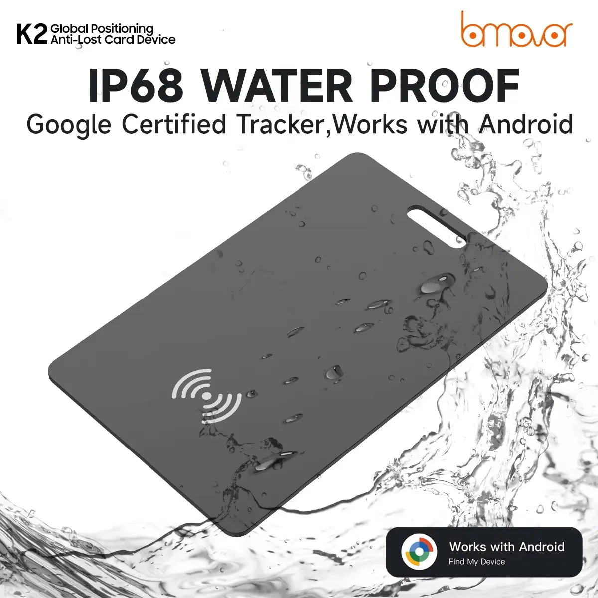Thin Card GPS Tracking Locator Android, IP67 Waterproof Wireless Charging, Dual Mode Google Find My & AirTag, Real-Time Tracker