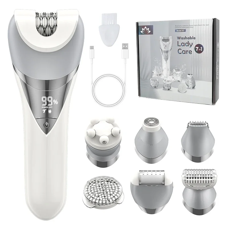

IRUIBEAUTY 727 7in1 Electric Hair Removal for Women Bikini Trimmer Razor Massager Foot Callus Remover Waterproof Hair Remover