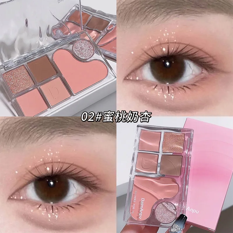 Palette di ombretti a sei colori, ombretto color terra opaco perlescente morbido e delicato