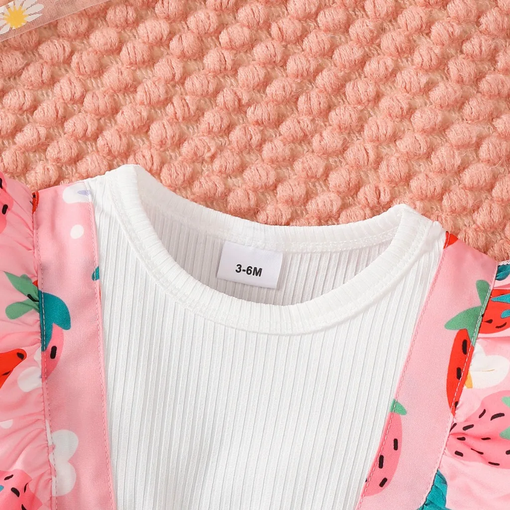 Toddlers Strawberry Sweetheart Dresses Spring&Autumn Long Sleeved Dress+Headband for Baby Girls 3-24 Months Cute Baby Clothes