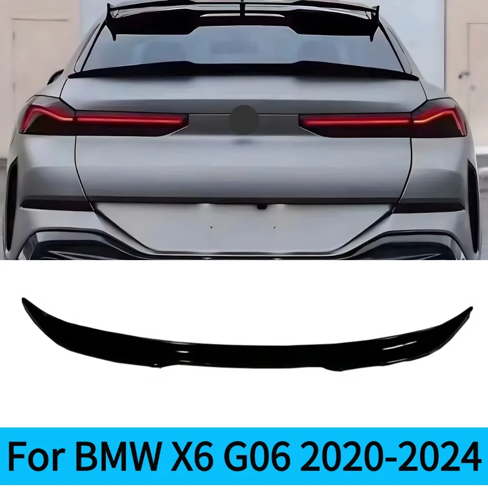 For BMW X6 X6M G06 F96 2020 2021 2022 2024 Glossy Black Car Rear Roof Window Trunk Lid Spoiler Wings Black Exterior Tuning Acces