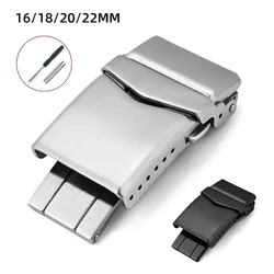 16mm 18mm 20mm 22mm Watch Clasp Folding Buckle 316L Solid Stainless Steel Men Women Watch Buckle for Silicone Strap Metal Strap