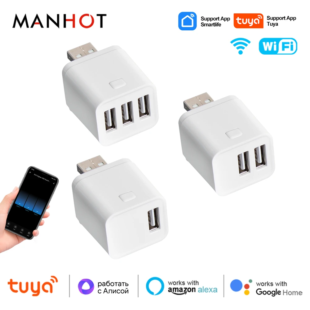 Tuya-スマートUSBスイッチアダプター,wifi,ミニUSB電源アダプター,リモートコントロールプラグ,yandex alice,alexa,GoogleHome,5Vで動作