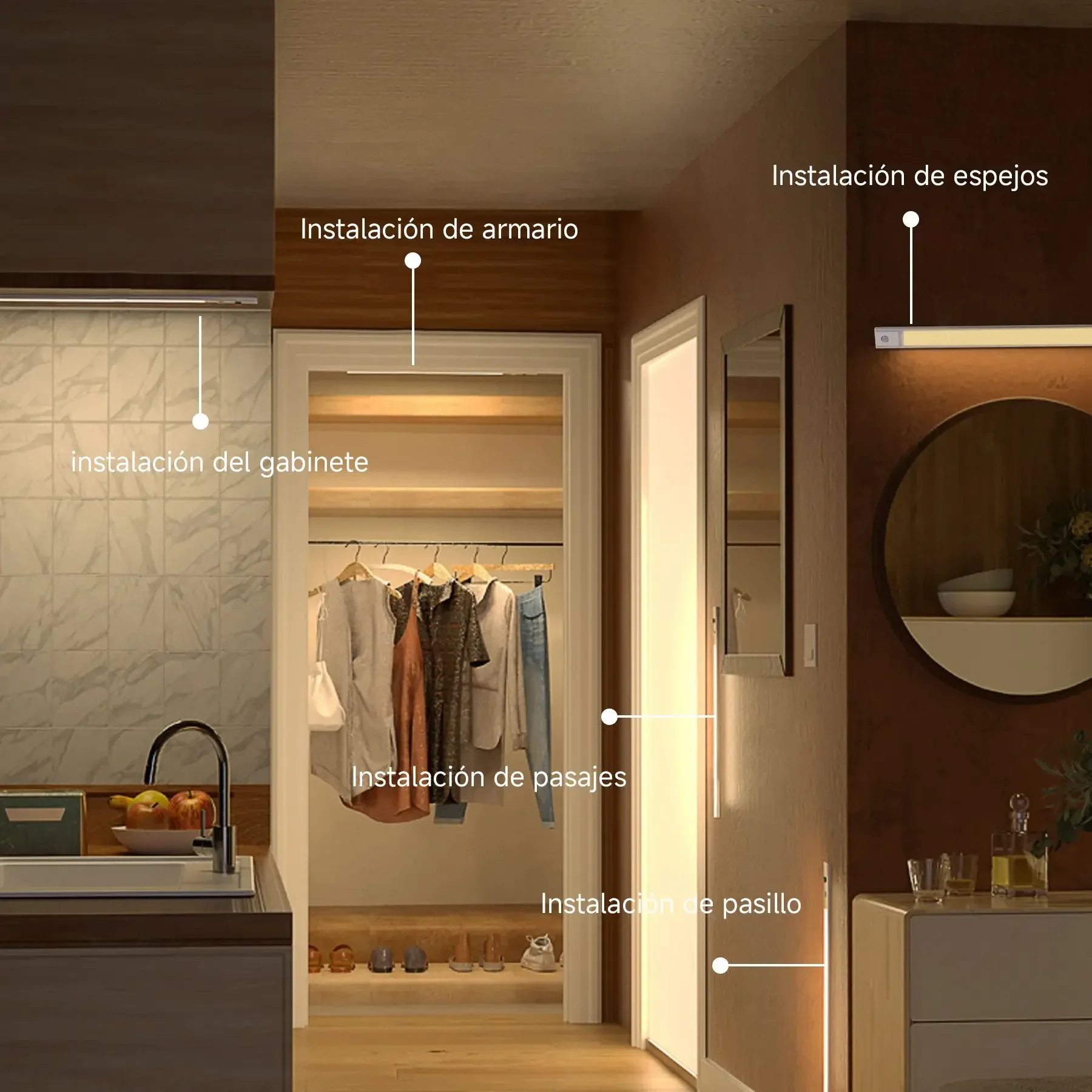 مستشعر حركة LED إضاءة الخزانة من الألومنيوم USB قابل لإعادة الشحن مصباح أنبوبي LED 3 ألوان يعتم استشعار جسم الإنسان لغرفة نوم المطبخ #6