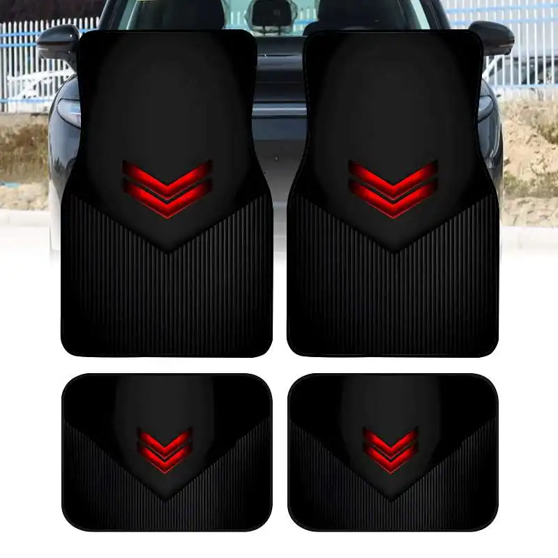 2pcs/4pcs Cool Printed Car Floor Mats | Durable Polyester Floor Liners, Safe And Practical, Ideal Gift Choice, Long-lasting, Uni
