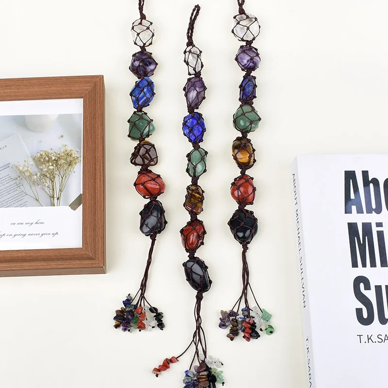 Seven Chakras Tassel Natural Crystal Gemstone Reiki Handmade Automobile Ornaments Home Decor Spiritual Meditation Hanging Gift