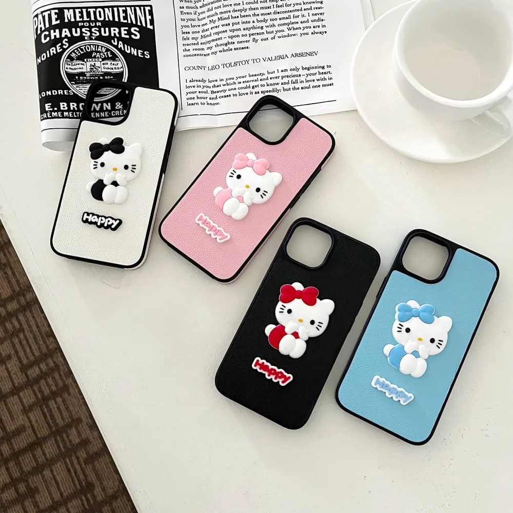 Hello Kitty جرابات هاتف شخصية كرتونية أنيمي ، ناعم ، جميل ، مضاد للسقوط ، غطاء خلفي واقي ، لطيف ، مناسب لهاتف آيفون 12 ، 13 ، 14 ، 15 برو ماكس