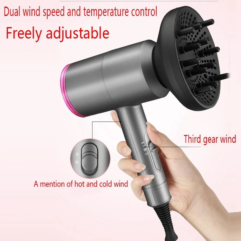 Profissional poderoso AC motor cabelo secador, ventilador de ar, iônico cabelo soprar secador, EUA plug, 1800W