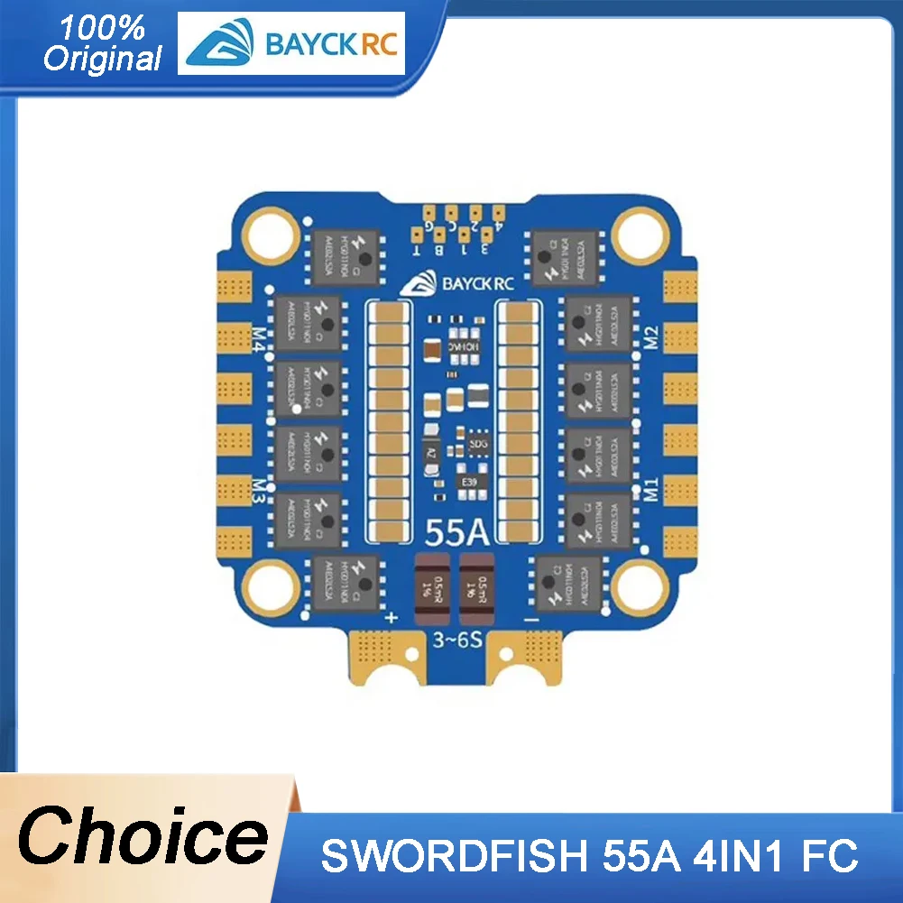 

BAYCKRC SWORDFISH 4IN1 ESC - 55A, AM32 Firmware, 3-6S Lipo, for FPV Racing/Freestyle Drone & RC Car