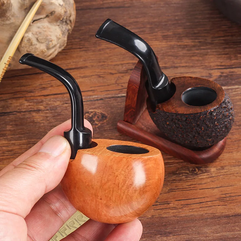 

Briar Wood Portable Pocket Pipe Handmade Solid Wood Tobacco Pipe 9MM Filter Pipe Wooden Tube Smoking Accessories