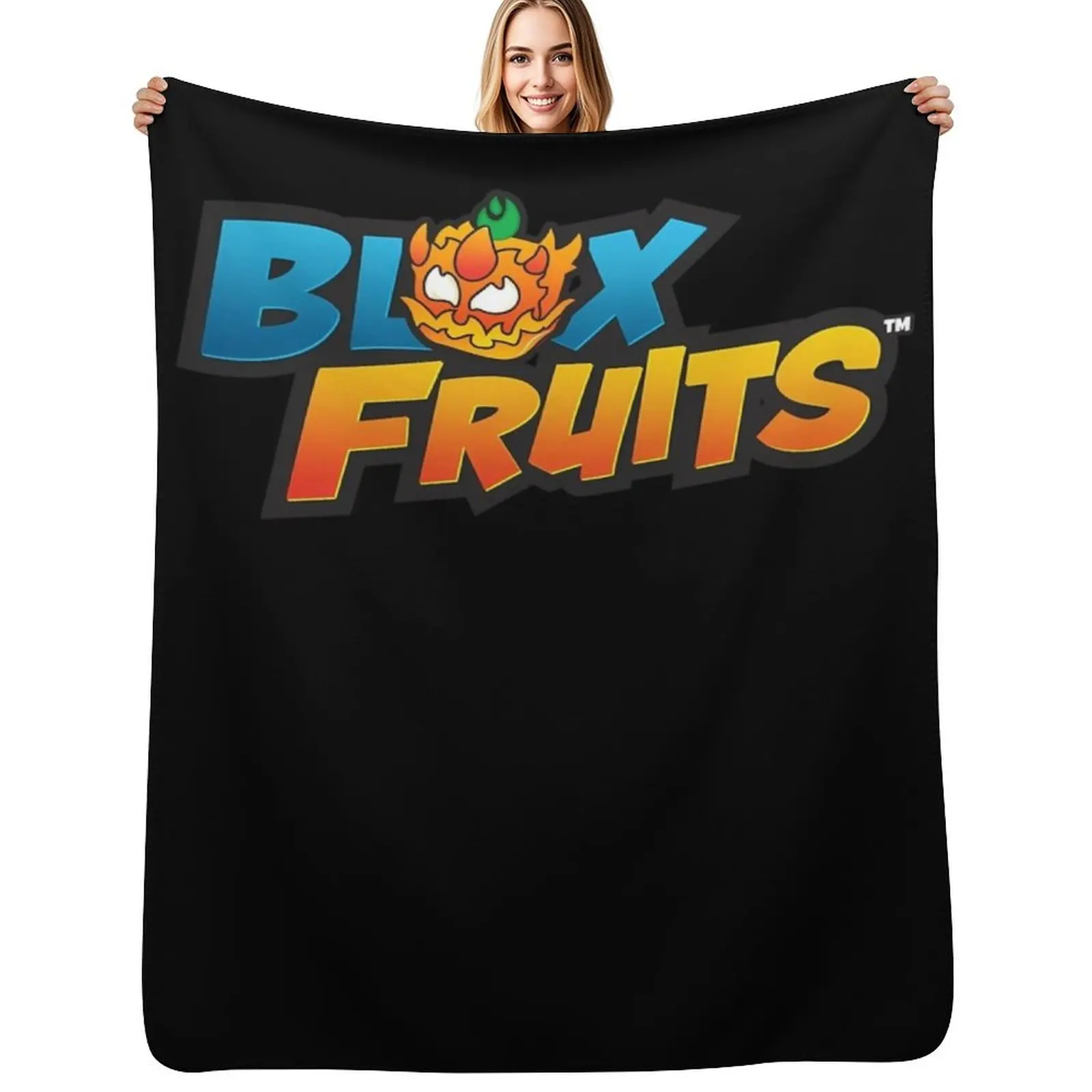 

Blox Fruits Merch Blox Fruits Logo Throw Blanket Giant Sofa Decoratives Thermals For Travel Retros Blankets