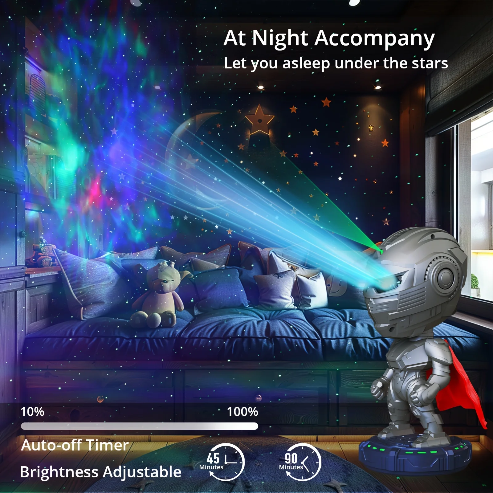 Proyektor Galaksi, Lampu Malam Proyektor Bintang dengan Nebula dengan Timer dan Remote Control, Lampu Galaksi Kamar Tidur dan Langit-langit