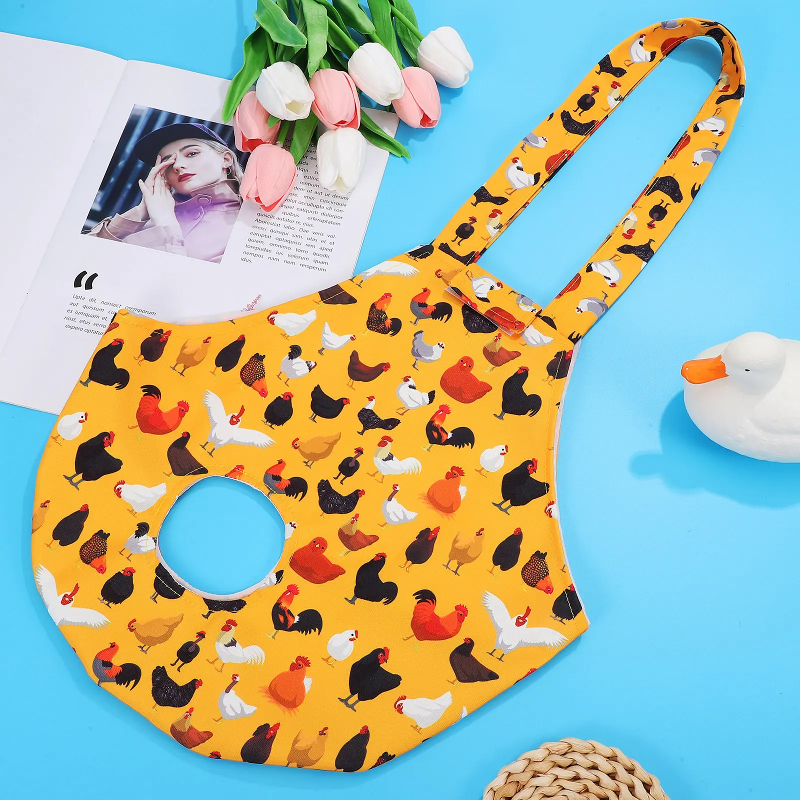 2Pcs Pet Chicken Carrier Bags Canvas Holder Stylish Poultry Travel Tote Chicken Holder Rooster Hen Duck Carrier view 3