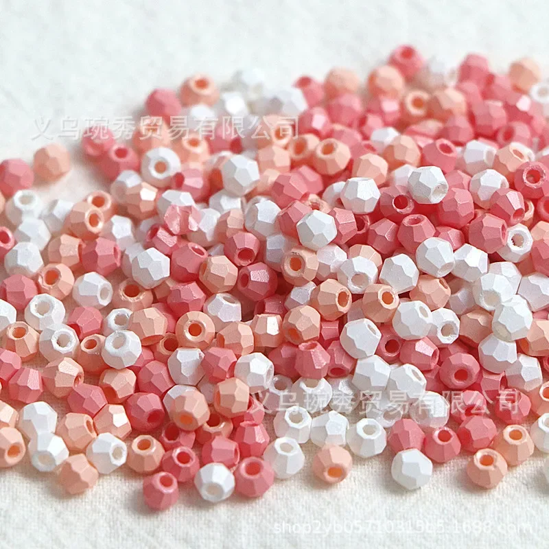 4mm Fire Grinding Bead Oil Painting Solid Color Cut Surface Scattered Bead Handmade DIY Bracelet Necklace Accessories 10g