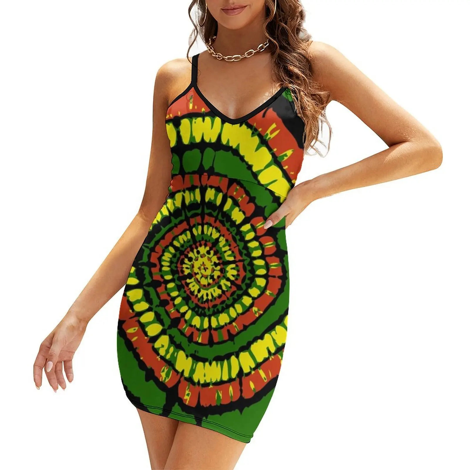 

Rasta Tie Dye Sling Dress party dresses women Dance dresses summer dress womens 2025 summer outfits for women 2025