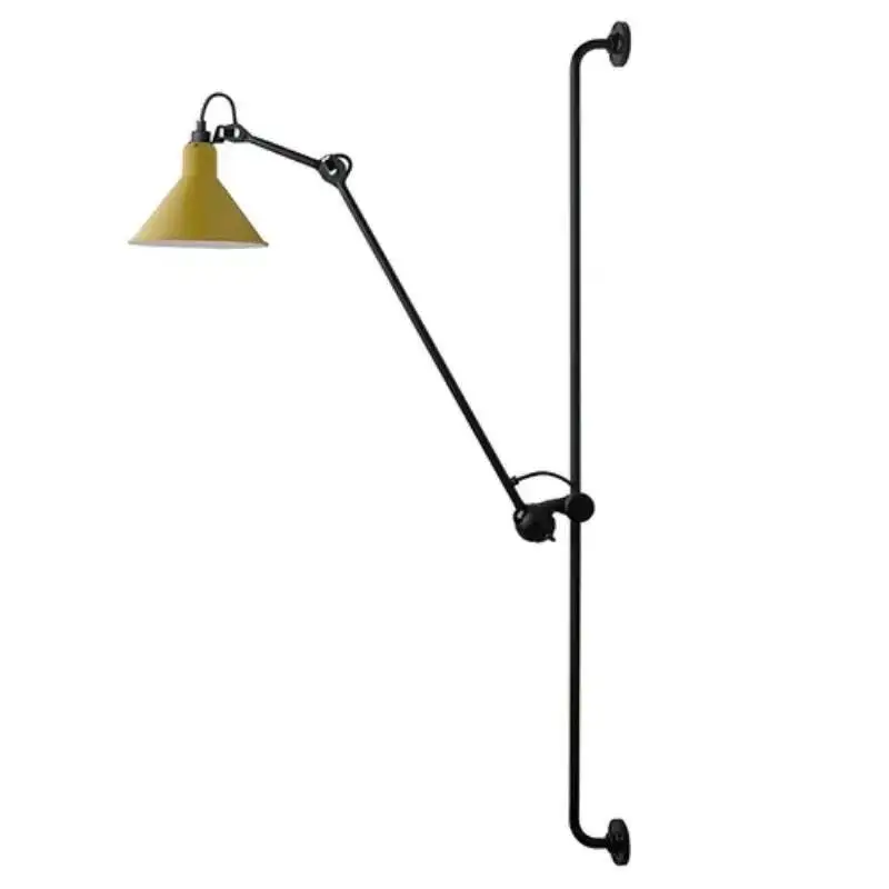 Nordic Black Metal Long Rod Rocker Wall Sconce Swing Arm Wall Lamp White Black Multicolor Retro Industrial Vintage Wall Light