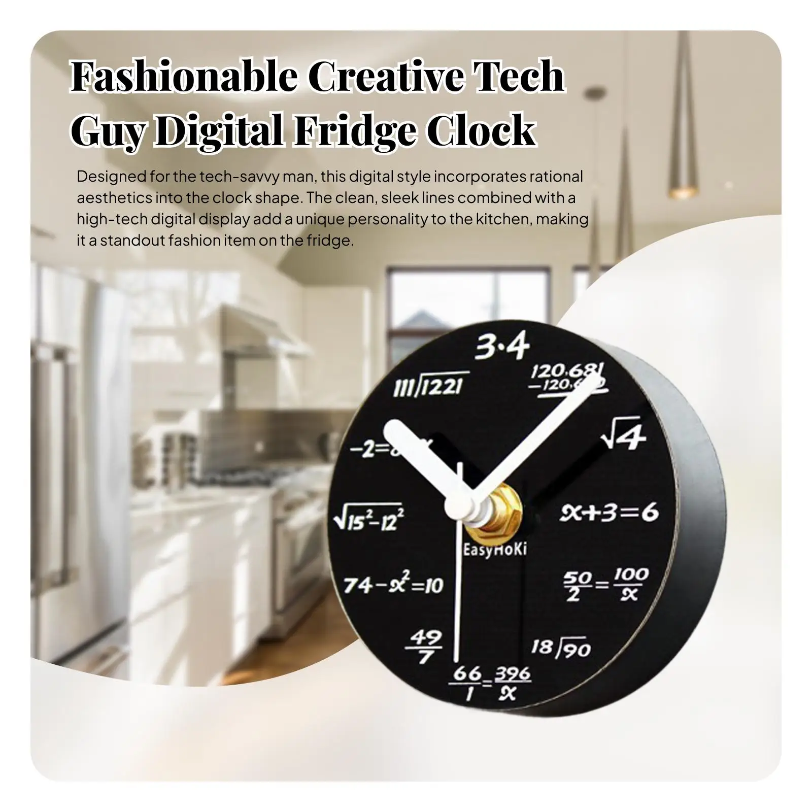 Magnetische koelkastklok Digitale wandklok Compacte creatieve koelkaststicker