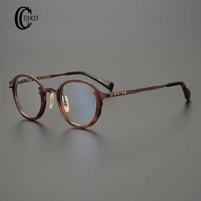 

2024 New Pure Titanium polygon Eyeglass Frame Men And Women High Quality Fashion Designer Individuation Handwork Retro Glasses