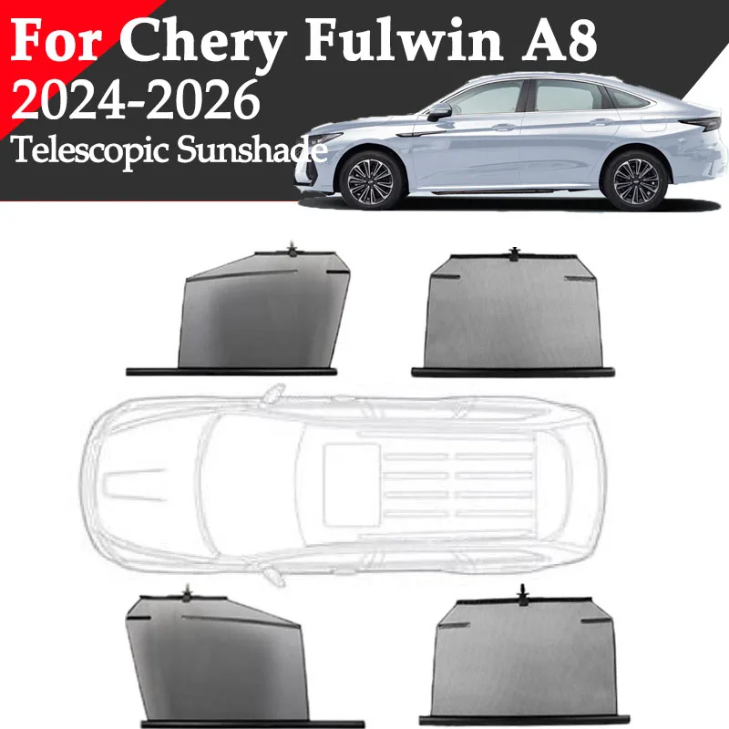 For Chery Fulwin A8 2024-2026 Car Telescopic Sunshade Side Window Curtain Sun Protection Retractable Visor Accessories