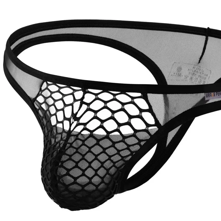 

Men's Erotic T Back Thong Gay Fashionable Fishing Net Mesh Transparent Bulge Pouch G-string Youth Breathable Comfy String Bikini