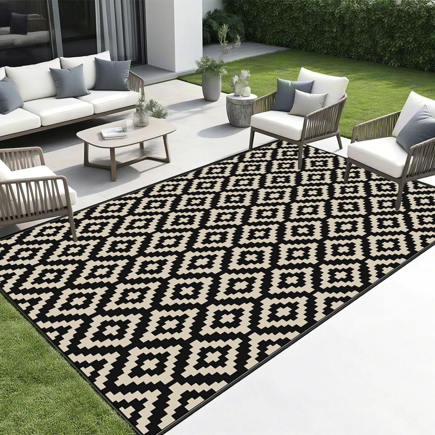 

Outdoor RV Camping Mat Waterproof PP Woven Carpet for Patio Beach Lawn Portable Dual-Sided