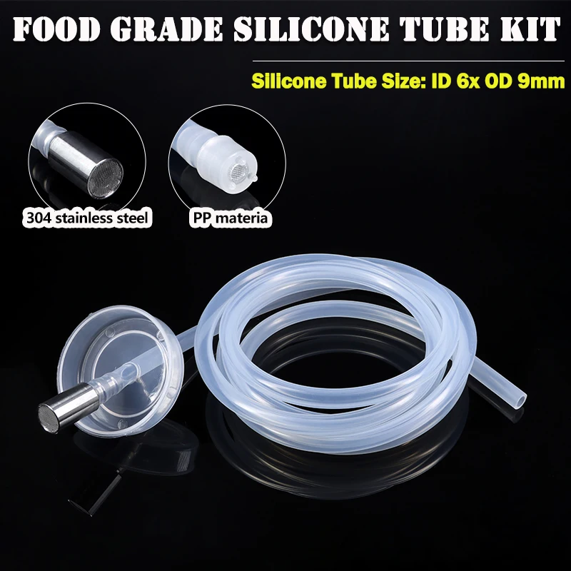 6mmx9mm Food Grade Silicone Tube with Dust Cover Hose Automatic Suction Hose Drink Pipe Universal Inlet Pipe Water Dispenser Kit
