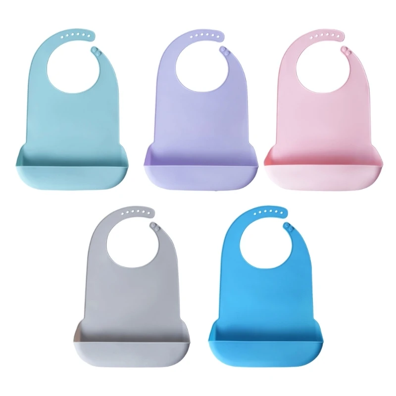 

Large Size Adult Silicone Bib Elderly Eating Bib Waterproof Burping Cloth 6-Level Adjustable Catcher Bib G99C