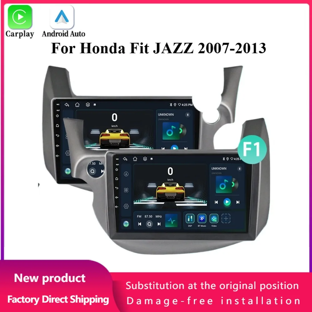 

For Honda Fit JAZZ 2007-2013 Navigation Wireless BT CarPlay Car Radio Multimedia Video Player Navigation Android 14 Touch Screen