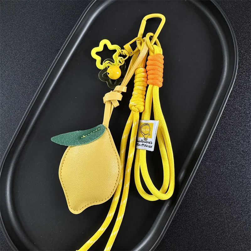 Cute Fruit Keychain Cartoon Lemon PU Leather Bag Pendant Birthday Gifts Car Keyring