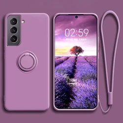 Magnetic Silicone Case For Samsung Galaxy S20 S21 Fe S22 Ultra Plus A52 A53 A12 S10 S9 S8 S Note 20 10 S10E 5G Cover Ring Holder