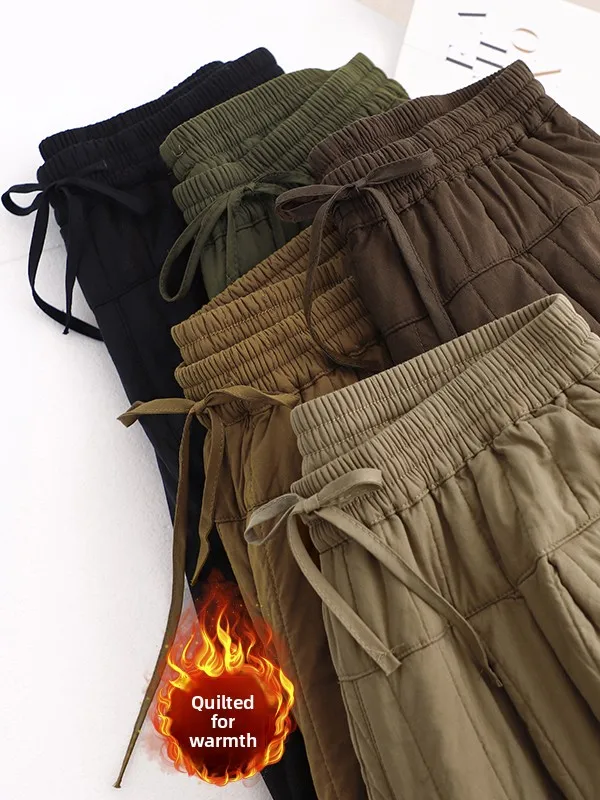 

Retro Elastic Waist Cotton Pants plus Size Women's Warm Casual Slimming Long Trousers Autumn Winter New Arrival Faion