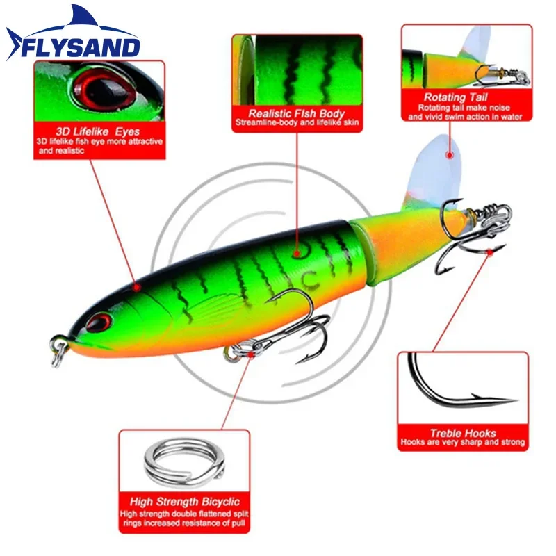 FLYSAND Esche da pesca 13g/35g Esche da pesca artificiali Topwater Ganci a coda rotante Bass Fishing Esca dura Pesca per Bass Pike