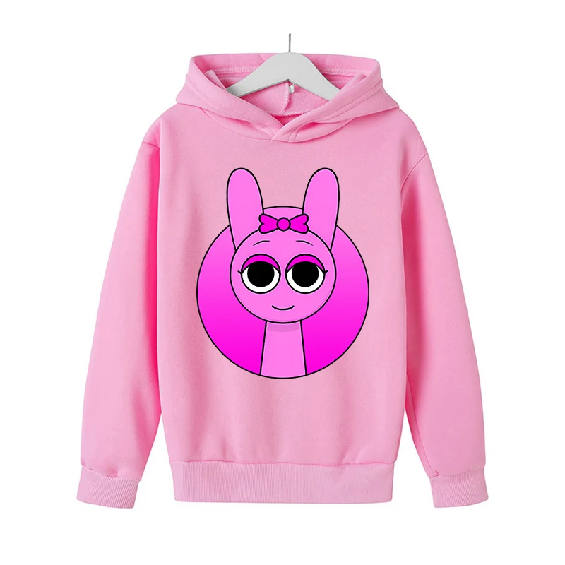 Sprunki Thick Hoodie for Children Anime Cartoon Fashion Sweatshirt Boys Girls Autumn Winter Hip Hop Hooded Hoodies Kids Clothes