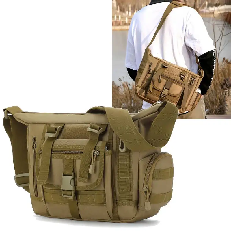 Tactical Men Shoulder Bag Large Storage Outdoor Travel Hiking Camping Commuting Crossbody Bags Molle Short Trip Messenger Pack