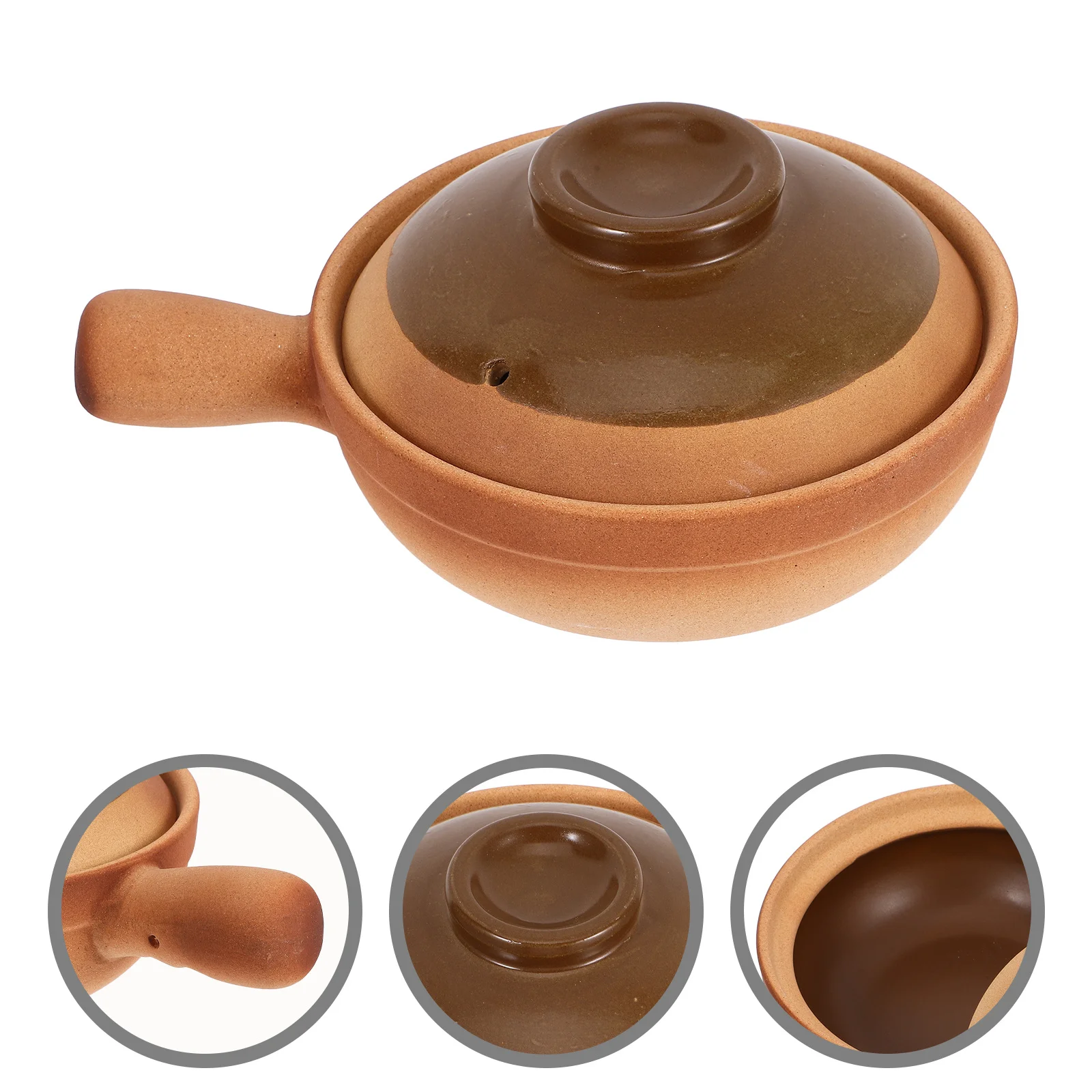 

850Ml Clay Cooking Pot Traditional Chinese Rice Pot with Lid Ceramic Stockpot for Soup Porridge Casserole Stovetop Baking
