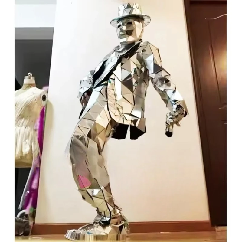 Silver Mirror Reflective Men's Show Suit Walker Style DJ Club Party Stage