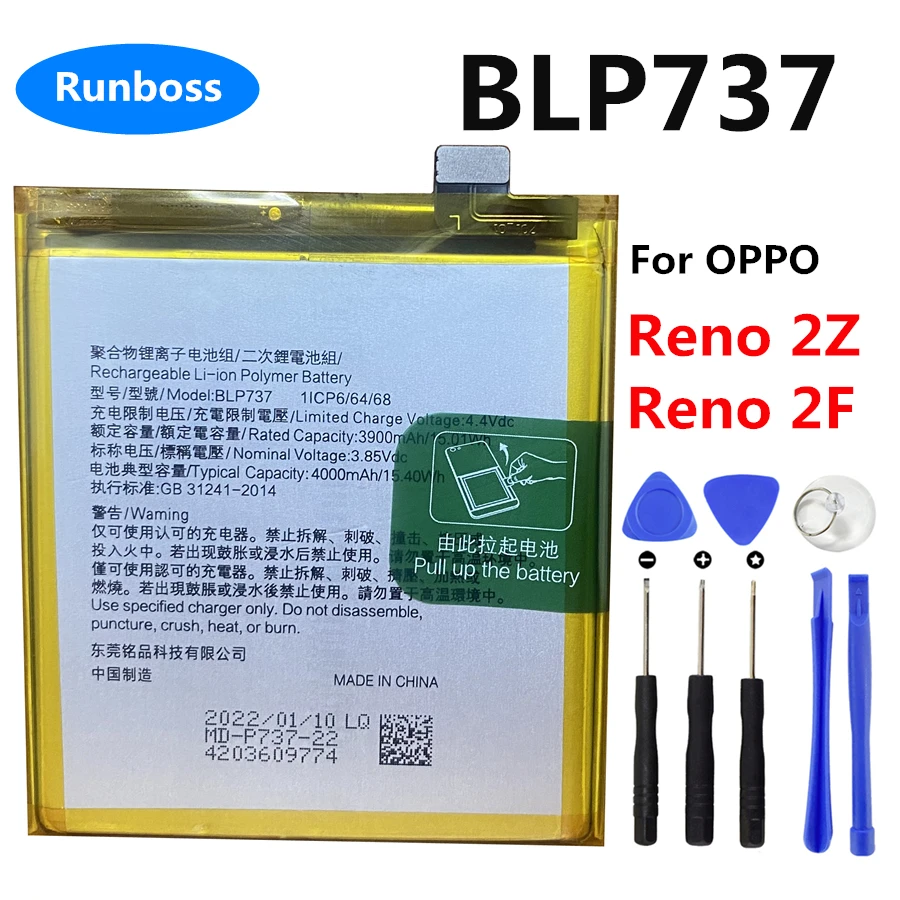 New Original 4000mAh BLP737 Battery for OPPO Reno 2Z Reno 2F Reno2 Z F Mobile Phone