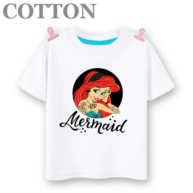 100 Cotton Disney Snow White Princess  Anime Summer Fashion Multiple Cotton Children's Cartoon T-shirts Round Neck Short Sleeve