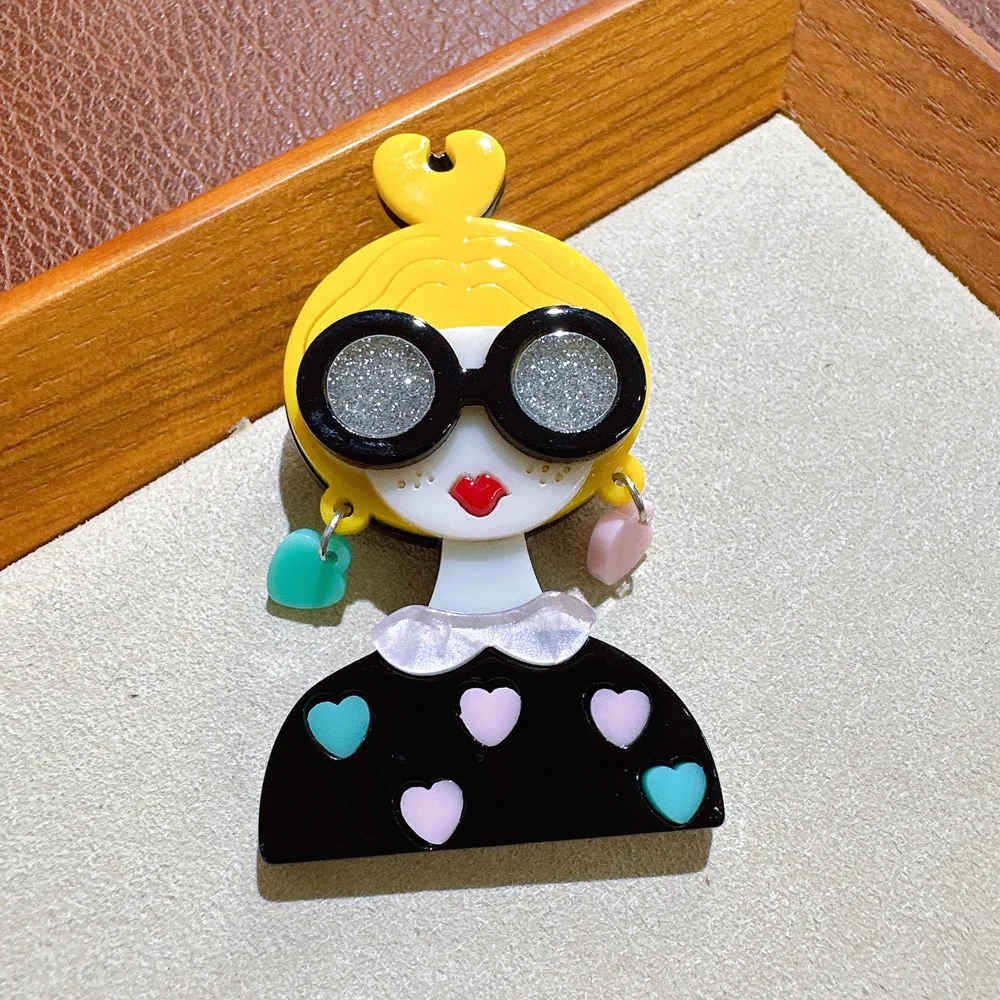 Broche acrílico Retro elegante para chica, accesorio de moda de estilo coreano para bolsos de ropa