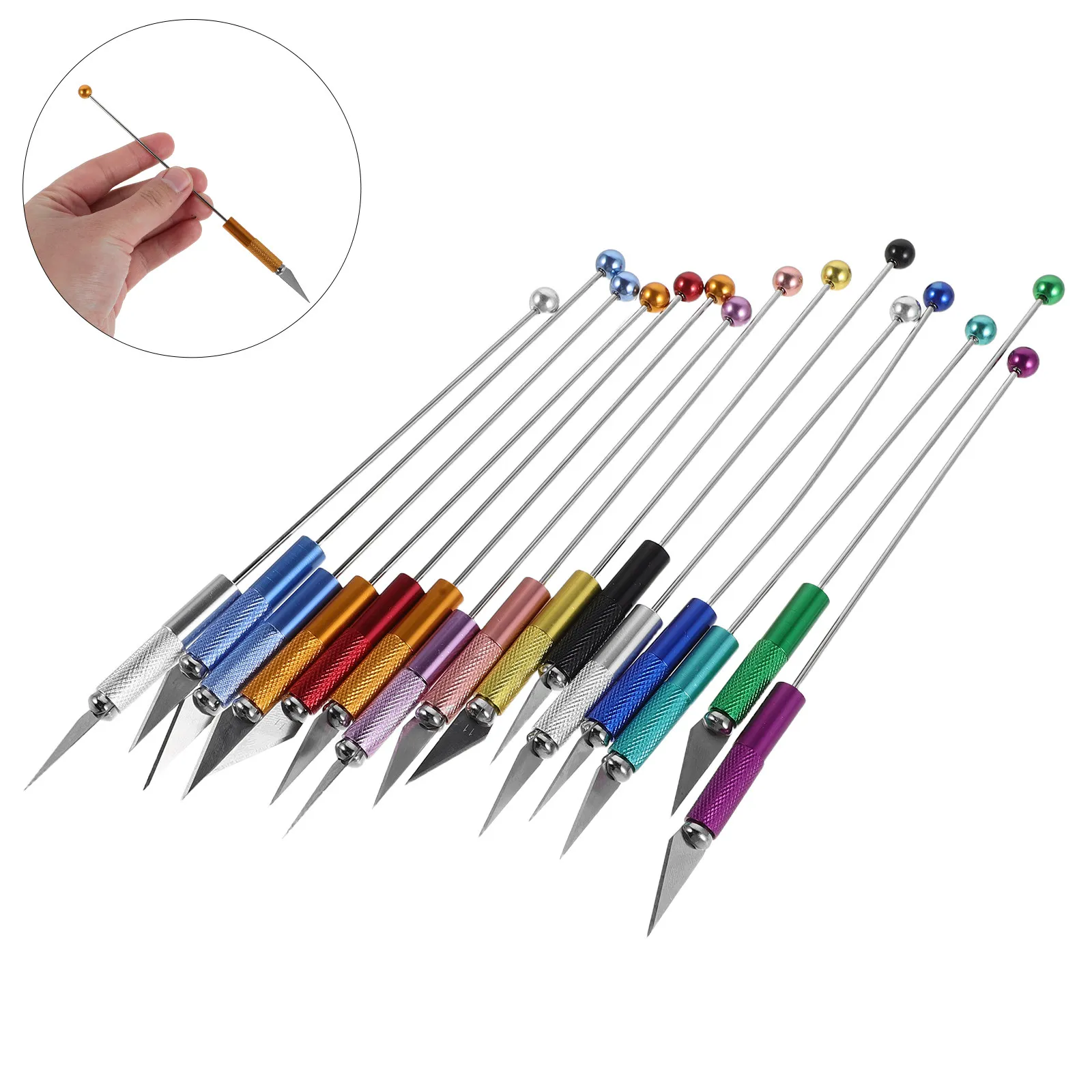 15Pcs Craft Bars Colored Blank Metal Rods Jewelry Making Tools Beaded Replacement Rods DIY Bead Stringing Accessories