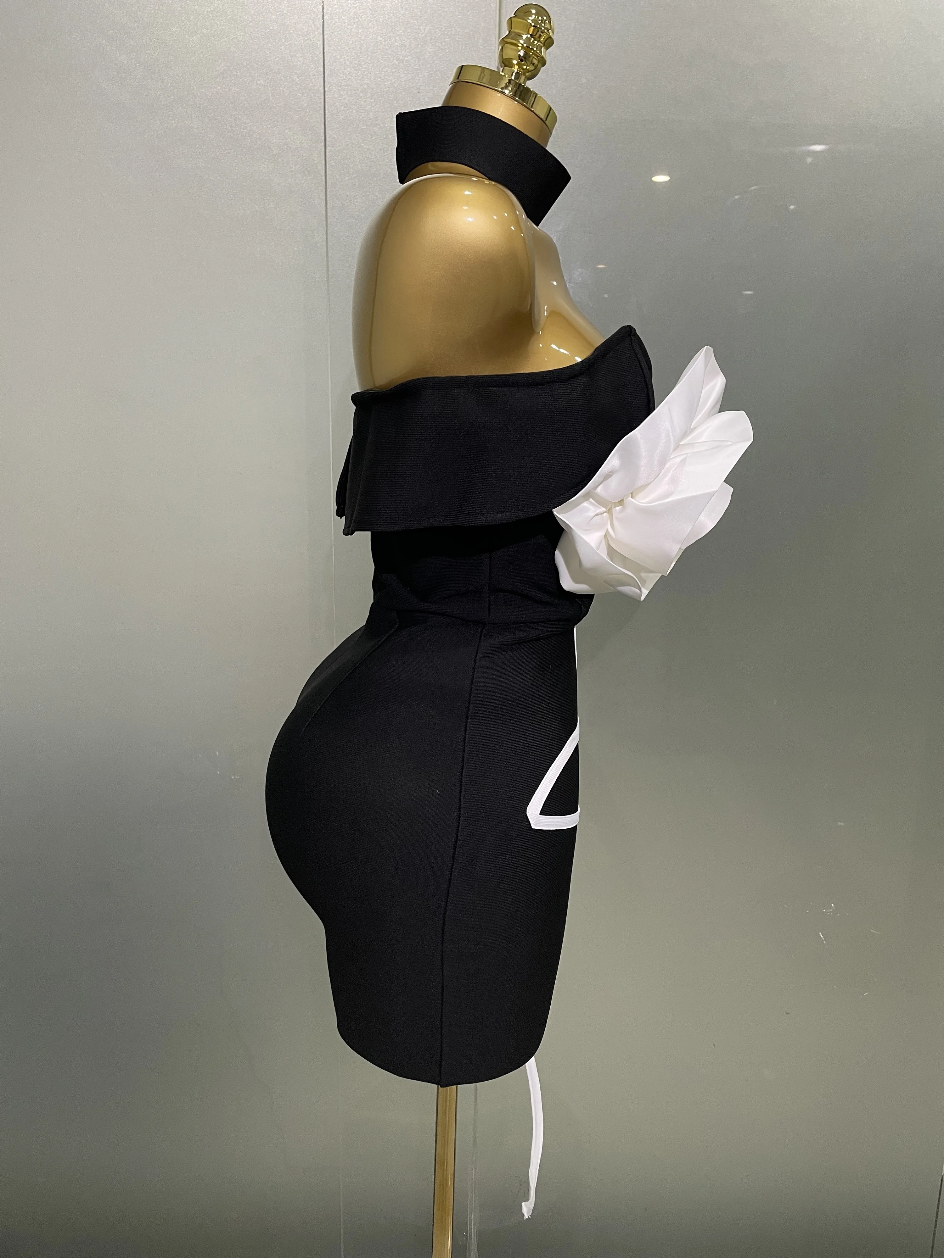 Women 2025 New Sexy Off Shoulder White Flower Black Mini Bodycon Bandage  Dress Luxury Celebrity Evening Club Elegant Party Gowns - AliExpress  200000345