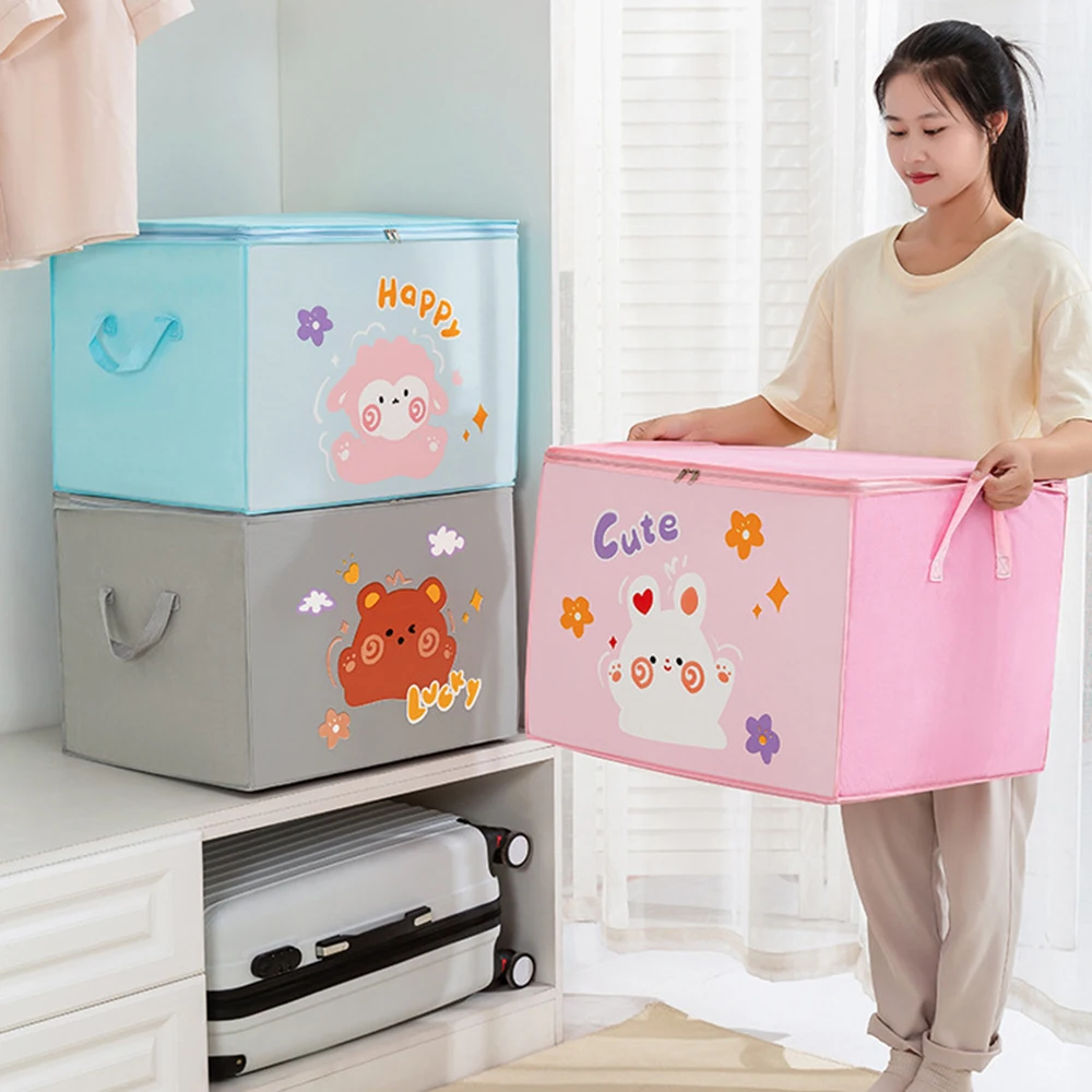 Foldable Clothes Box Quilt Toys Storage Container Portable Dust Non-Woven Bag Suitcase Organizer Large Capacity Jacket Pants Bag