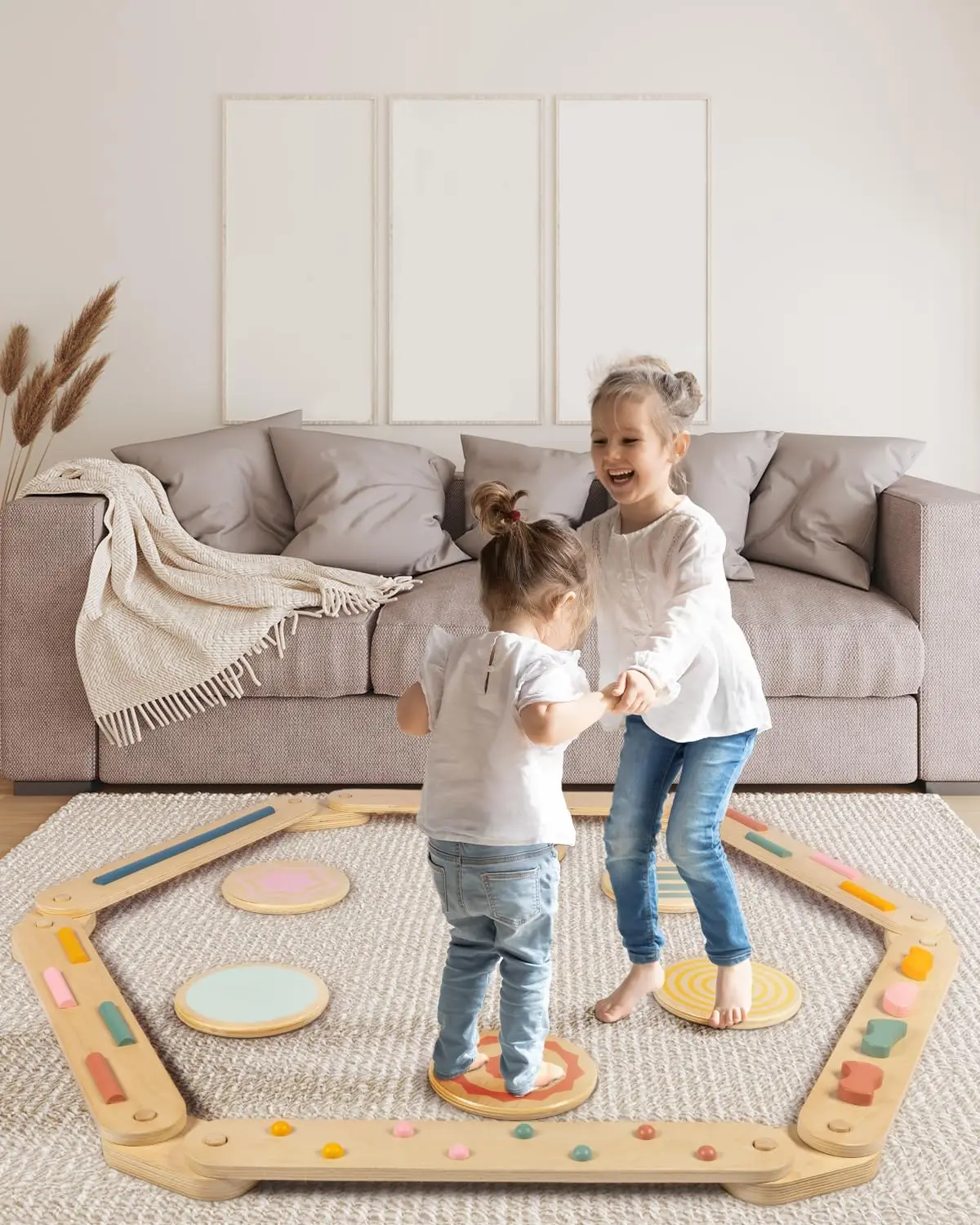 Faisceau d'équilibre en bois pour tout-petits, faisceau d'équilibre pour enfants de 3 à 5 ans, charbon de marche, course d'obstacles pour tout-petits de 1 à 3 ans